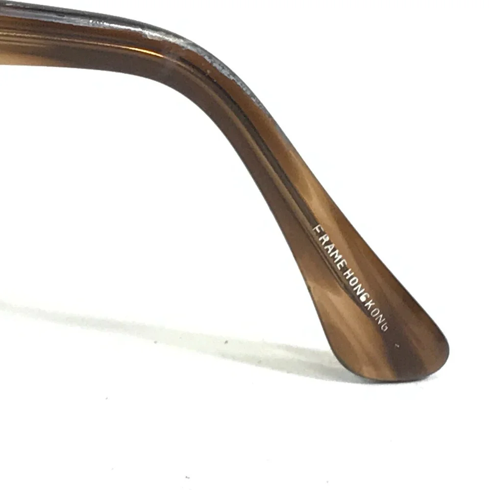 Vintage Darin Eyeglasses Frames Striped Brown Horn Square Thick Rim 51-18-135